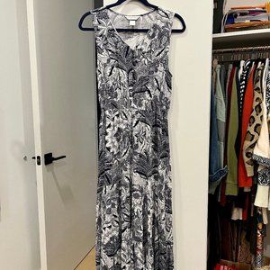 Christopher & Banks Maxi Dress - White/Blue Paisley Floral | Size M